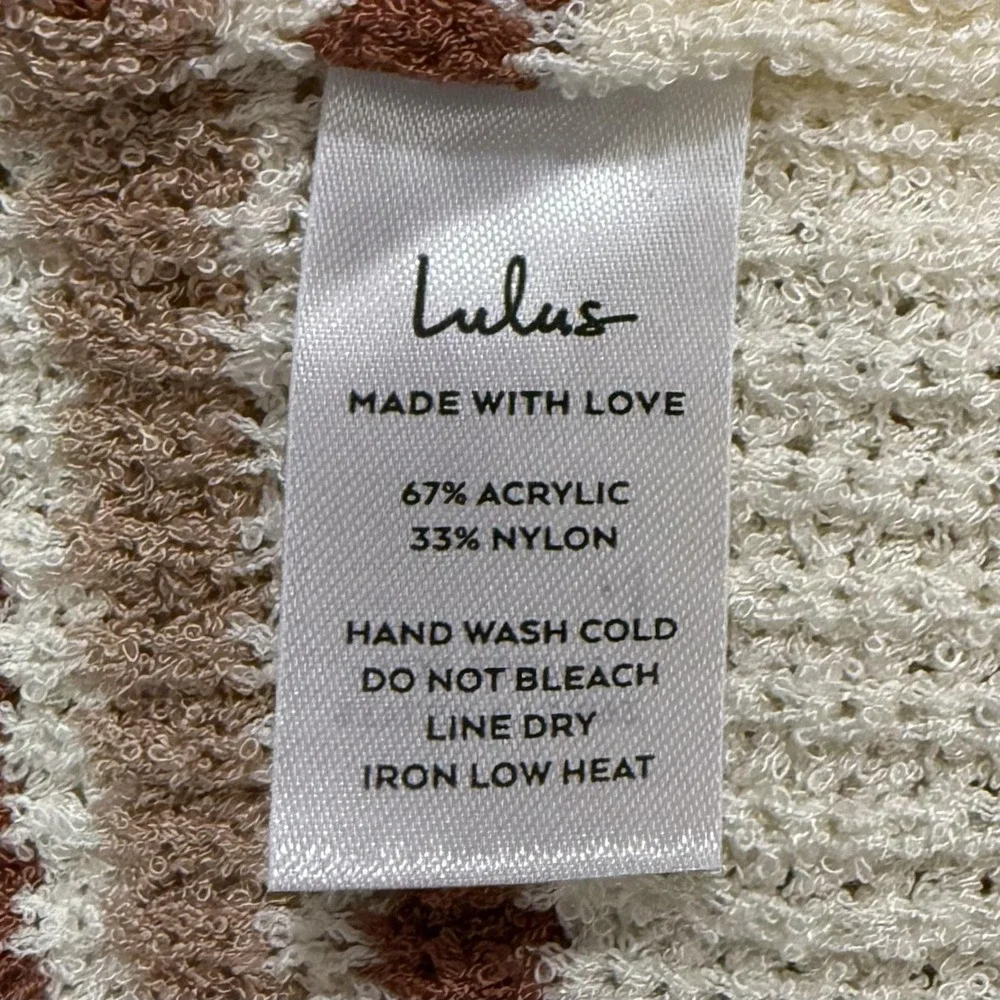 Lulus Sweater Women's M Cream Multicolor Striped Cropped Casual Knit Popover